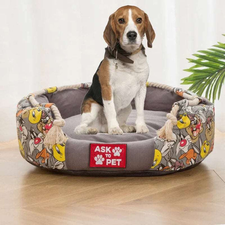 Plush Round Nest Cartoon Dog Bed